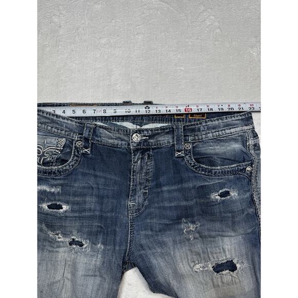 Rock Revival Pierre Distressed Denim Shorts Size 44 Men’s Y2K Revival Grunge - Picture 12 of 12